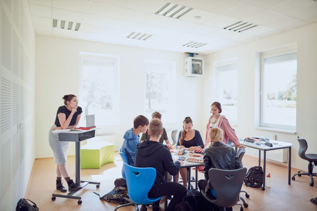 Teaching in a classroom
