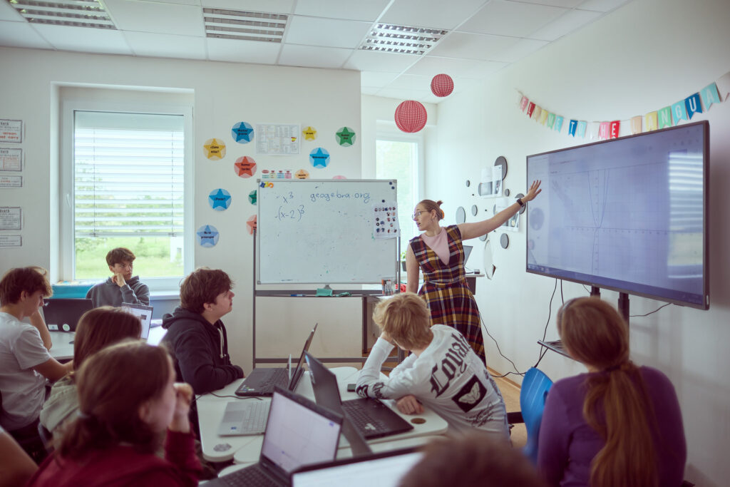 Teaching in a classroom