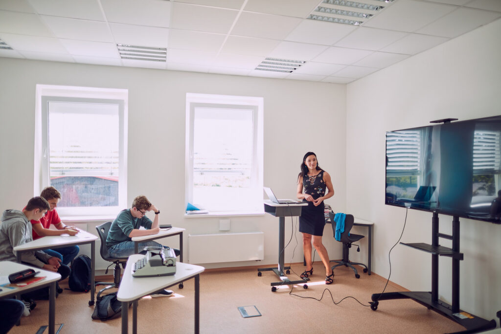 Teaching in a classroom