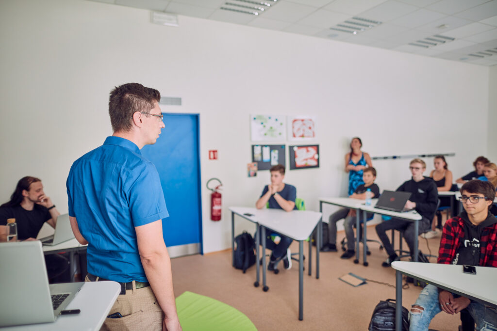 Teaching in a classroom